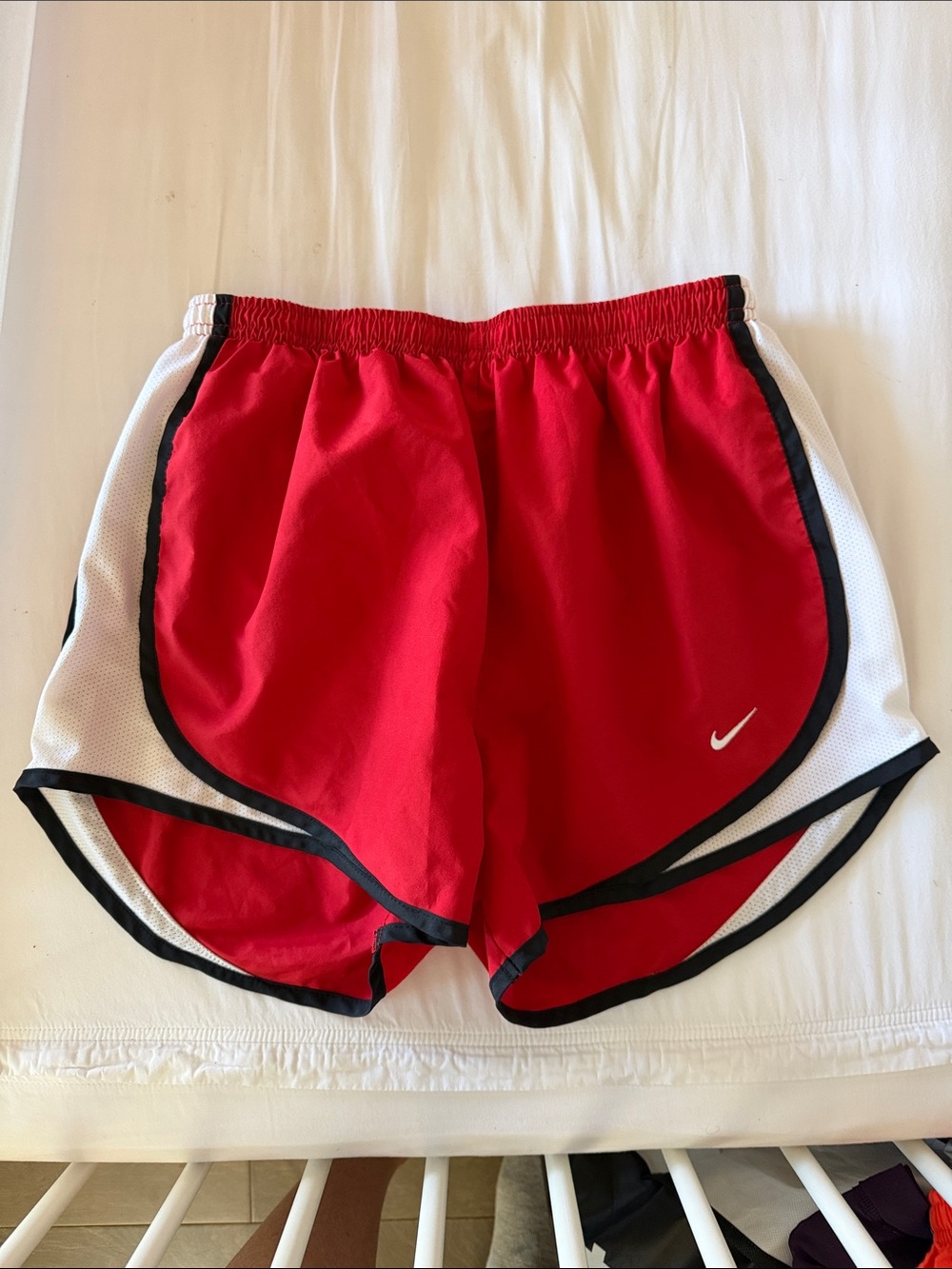Nike Women's Red Running Shorts with White Side Panels